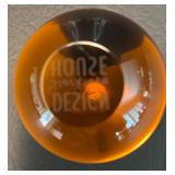 Pair of House Design Modern Art Glass Water Carafes with Amber Accents