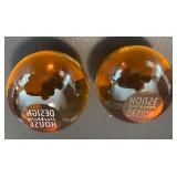 Pair of House Design Modern Art Glass Water Carafes with Amber Accents