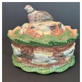 Vintage Ceramic Tureen with Bird and Fowl Motif