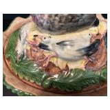 Vintage Ceramic Tureen with Bird and Fowl Motif