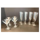 Set of 12 Elegant Glasses Including 4 Martini and 8 Champagne Flutes