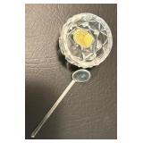 Set of 12 Czech Vintage. Bohemia Glass Crystal Salt Cellars with Spoons