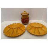 Collection of Hand-Painted Ceramic Plates and Fruit Bowl Set including Italy and France