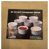Set of 8-Piece Stoneware Ramekin Servers with 9 Assorted Souffle / Creme Brulee Dishes