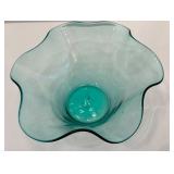 Set of 3 Glass Bowls Including Pedestal Trifle Dish and Ruffled Designs