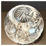 Crystal Pitcher and Rose Bowl Vase Set with Intricate Cut Designs