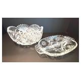 Two-Piece Brilliant (Czech) Cut Glass Bowl with Waterford Celery Dish