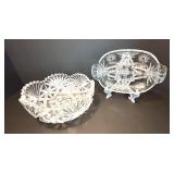 Two-Piece Brilliant (Czech) Cut Glass Bowl with Waterford Celery Dish