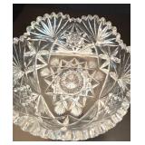 Two-Piece Brilliant (Czech) Cut Glass Bowl with Waterford Celery Dish