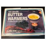 Set of 4 Fox Run Ceramic Butter Warmers with Crab Forks