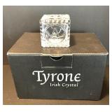 Pair of Tyrone Irish Crystal Baby Letter Block and Football Figurine