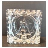 Pair of Tyrone Irish Crystal Baby Letter Block and Football Figurine