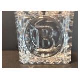 Pair of Tyrone Irish Crystal Baby Letter Block and Football Figurine