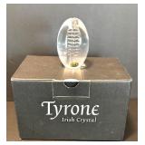 Pair of Tyrone Irish Crystal Baby Letter Block and Football Figurine