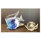Clear Crystal Glass Fish with Tyrone Crystal Snail FigurineÂ 