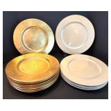 Set of 8 Gold and 8 Silvery White Decorative Charger Plates