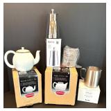 Assorted Tea and Coffee Accessories Set with Teapots and Milk Jug