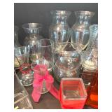 Collection of 17 Decorative Glass Vases in Various Shapes and Sizes