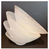 Set of Frosted Small Glass Salad Bowls with Green Glass Platter with Frosty Frog Dish