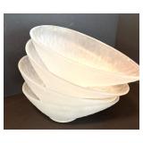 Set of Frosted Small Glass Salad Bowls with Green Glass Platter with Frosty Frog Dish