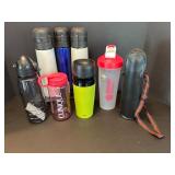 Collection of 7 Assorted Water Bottles and Thermoses including German Alfi Brand