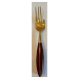 Vintage Bronze Flatware with Rosewood Handles Set - 8 Forks, 8 Spoons, 8 Knives, Serving Pieces