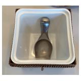 Woven Basket Set with Floral Decor and Ice Bucket with Metal Scoop