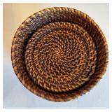 Woven Basket Set with Floral Decor and Ice Bucket with Metal Scoop