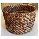 Woven Basket Set with Floral Decor and Ice Bucket with Metal Scoop