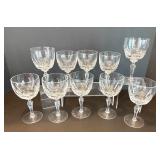 Set of 10 Crystal Wine Glasses with Elegant Faceted Design