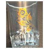 Set of 6 Vintage Gilded Etched Glasses with Floral Design