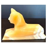 Two Decorative Stone Figurines: Egyptian Sphinx and Elephant