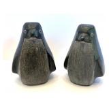 Set of 2 Carved Stone Marble Penguin Figurines