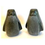 Set of 2 Carved Stone Marble Penguin Figurines