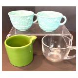 Vintage Glass Platter, ASA Creamer, Floral Teacups, and Silver Grapefruit SpoonsÂ 