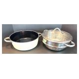 Silit Silargan Cookware Set with Enamel Pot and Stainless Steel Steamer