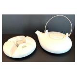 ASA Selection White Ceramic Teapot with Warmer Stand, Made in Germany