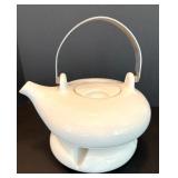ASA Selection White Ceramic Teapot with Warmer Stand, Made in Germany