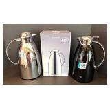 Set of 2 Alfi Gusto Thermos Carafes - Chrome and Black Finish