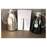 Set of 2 Alfi Gusto Thermos Carafes - Chrome and Black Finish