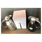Set of 2 Alfi Gusto Thermos Carafes - Chrome and Black Finish