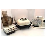 Set of Vintage Sunbeam Food Processor, Rival Electric Skillet, and Sunbeam Mixmaster