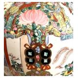 Antique Vintage Chinese Famille Rose Porcelain Lidded Jar with Foo Dog Finial