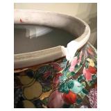 Antique Vintage Chinese Famille Rose Porcelain Lidded Jar with Foo Dog Finial