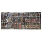 Large Antique Vintage Artisan Stained Glass Window Panel with Clown Motif