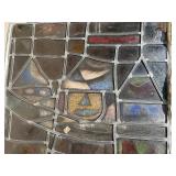 Large Antique Vintage Artisan Stained Glass Window Panel with Clown Motif