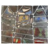 Large Antique Vintage Artisan Stained Glass Window Panel with Clown Motif