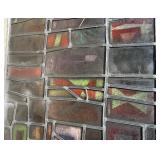 Large Antique Vintage Artisan Stained Glass Window Panel with Clown Motif