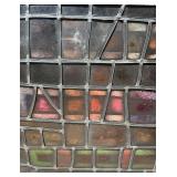 Large Antique Vintage Artisan Stained Glass Window Panel with Clown Motif