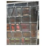 Large Antique Vintage Artisan Stained Glass Window Panel with Clown Motif